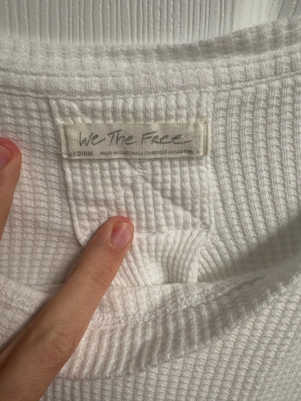 We The Free “Free People” Waffle Knit Thermal Long Sleeve Top Size Medium - Picture 4 of 6